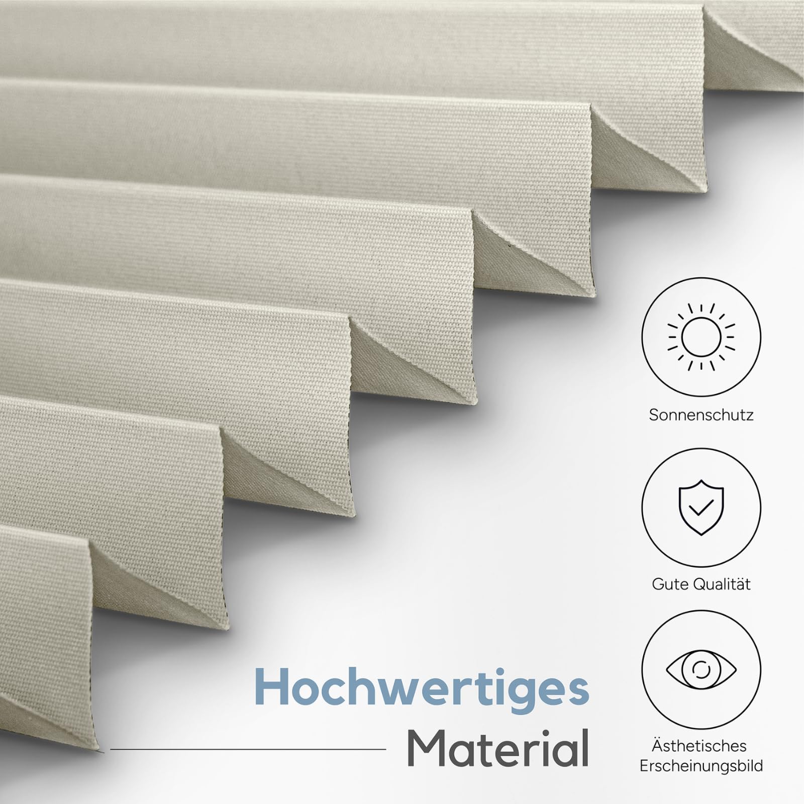 Zero Home -Tende Plissettate Senza Foratura | Tende a Rullo con Klemmfix | Tende Plissettate Per Interni | Privacy e Protezione Solare | Per Porte e Finestre, Beige, 45x220 cm