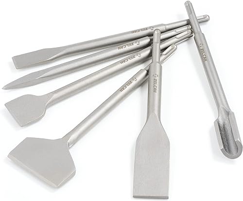 CO-Z - Juego de 6 cinceles para ranurado de azulejo, raspado, de punto plano, escalado, martillo, taladro, conjunto de herramientas para