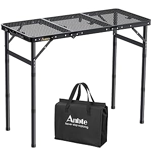 Mesa Plegable Camping 88 x 40 x 26-48-70cm, Mesa Exterior BBQ Portátil de Malla Metálica Impermeable 3 Altura Ajustable para Exterior/Barbacoa/Jardín/Playa Color Negro