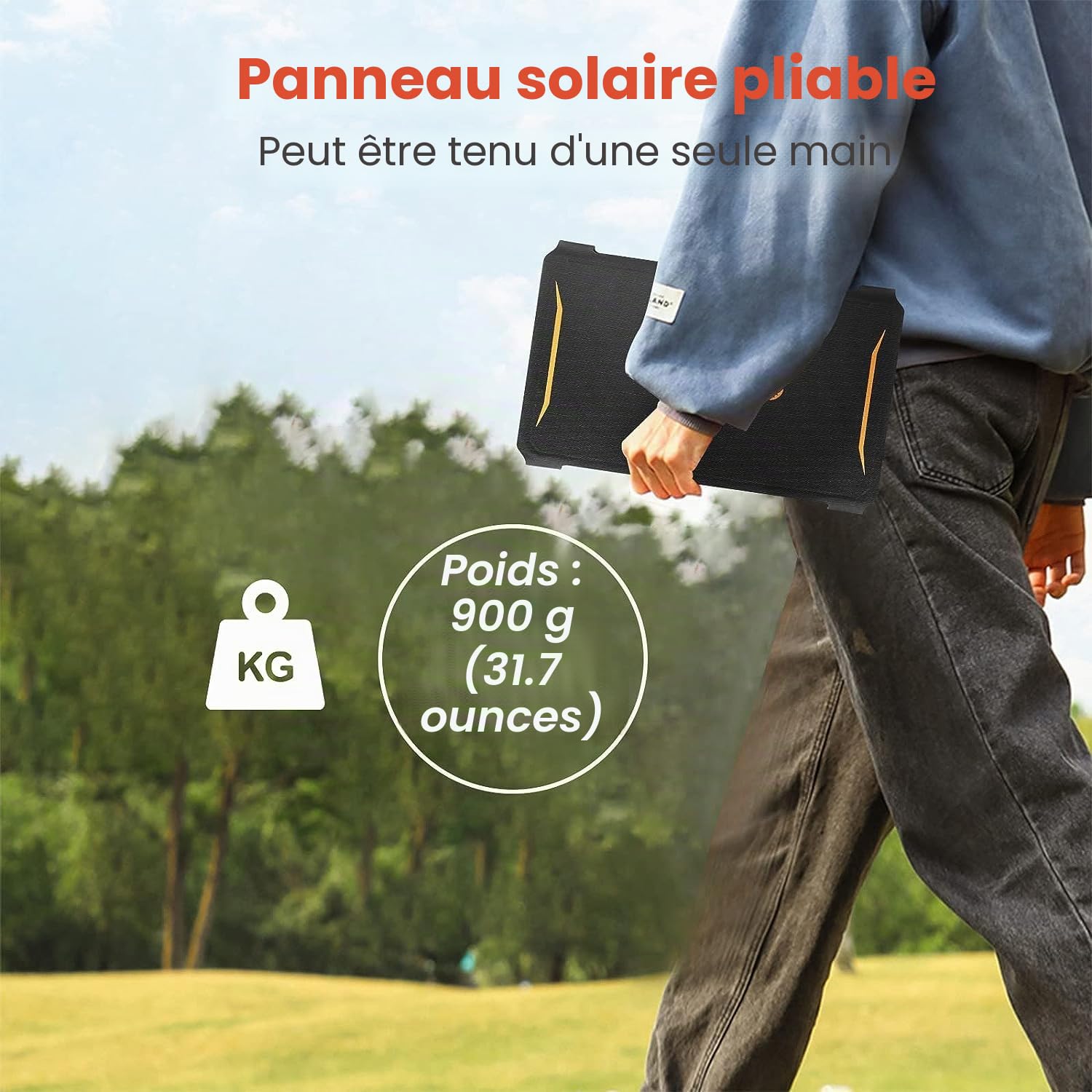 FlexSolar Chargeur de Panneau Solaire Portable 30 W, étanche IP67 Panneau Solaire Pliable avec port USB A/C QC2.0/PD 2.0 Compatible avec Smarthone, Banque d'alimentation pour camping
