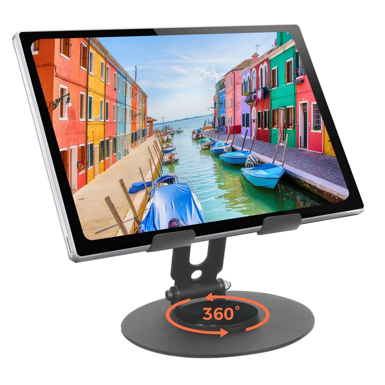 Dyazo Foldable 360° Rotating Tablet Stand | Multiple Height & Angle Adjustable Holder | Compatible for iPad Pro/Air/Mini, Samsung Galaxy Tabs, Surface Pro & All Tablets Upto 12.9 Inch (Space Grey)