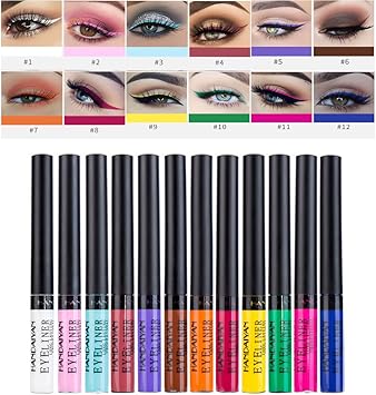Symeas 12 Couleurs Eyeliner Liquide Mat Impermeable A L Eau Haute Pigments Colores Stylo Liner Amazon Fr Beaute Et Parfum