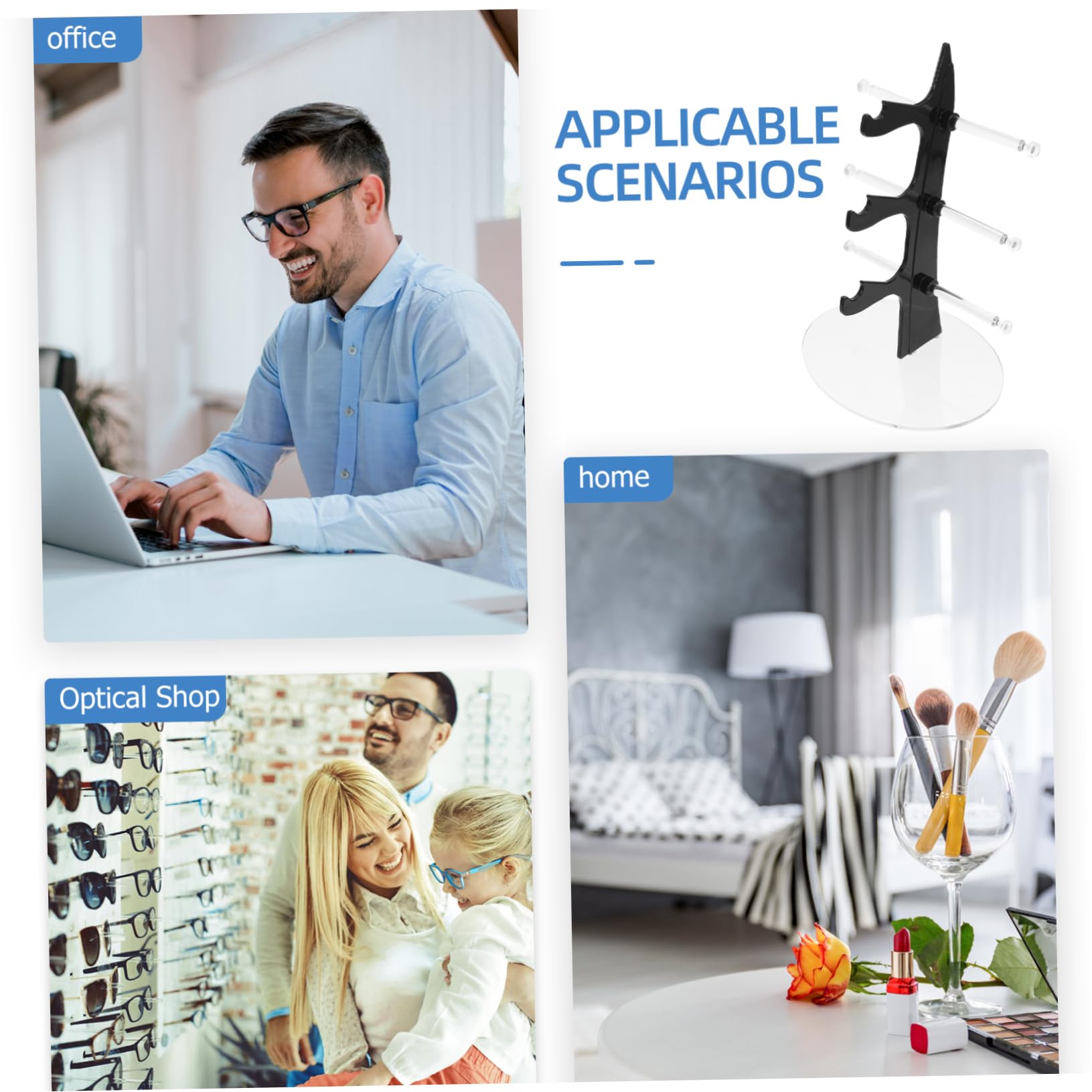 Cabilock Sailboat Shape Eyeglass Organizer Rack Sunglasses Display Stand for Home Shop Modern Black Design Sturdy Storage for Glasses and Jewelry