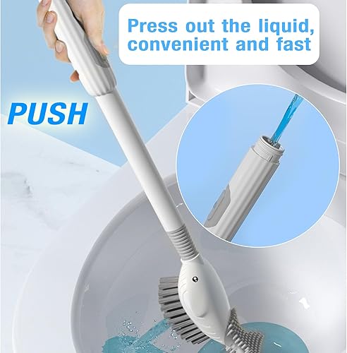 Miniatura 6 de Juego de cepillo y soporte de inodoro, dispensador de jabón, cepillo limpiador de taza de inodoro, aspecto de forma linda, 2 piezas de diseño único,