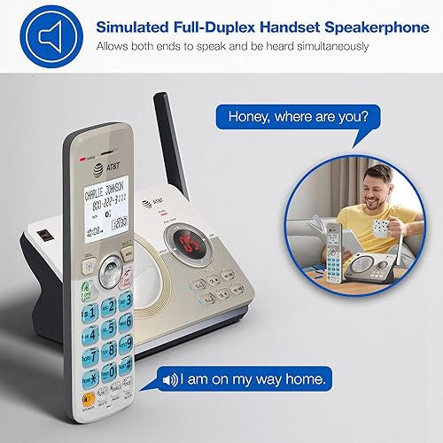 Miniatura 7 de AT&T Teléfono doméstico inalámbrico extensible DECT 6.0 de 4 auriculares con pantalla grande, botones grandes, contestador automático, bloqueador de