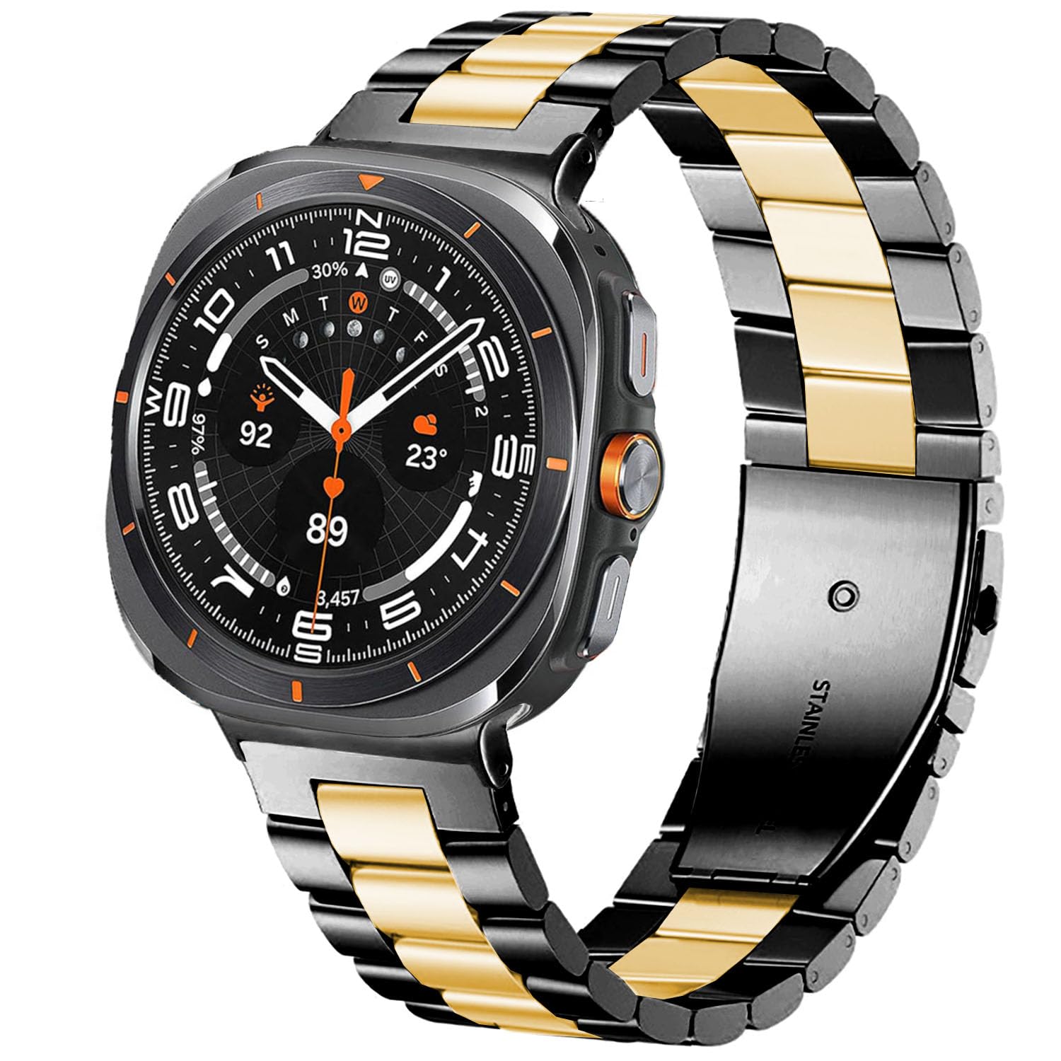 Correas de reloj compatibles con Samsung Galaxy Watch Ultra de 47 mm 2025/2024, correa de metal de acero inoxidable sólido sin huecos para Galaxy Watch Ultra 2 / Ultra de 47 mm, para mujeres y