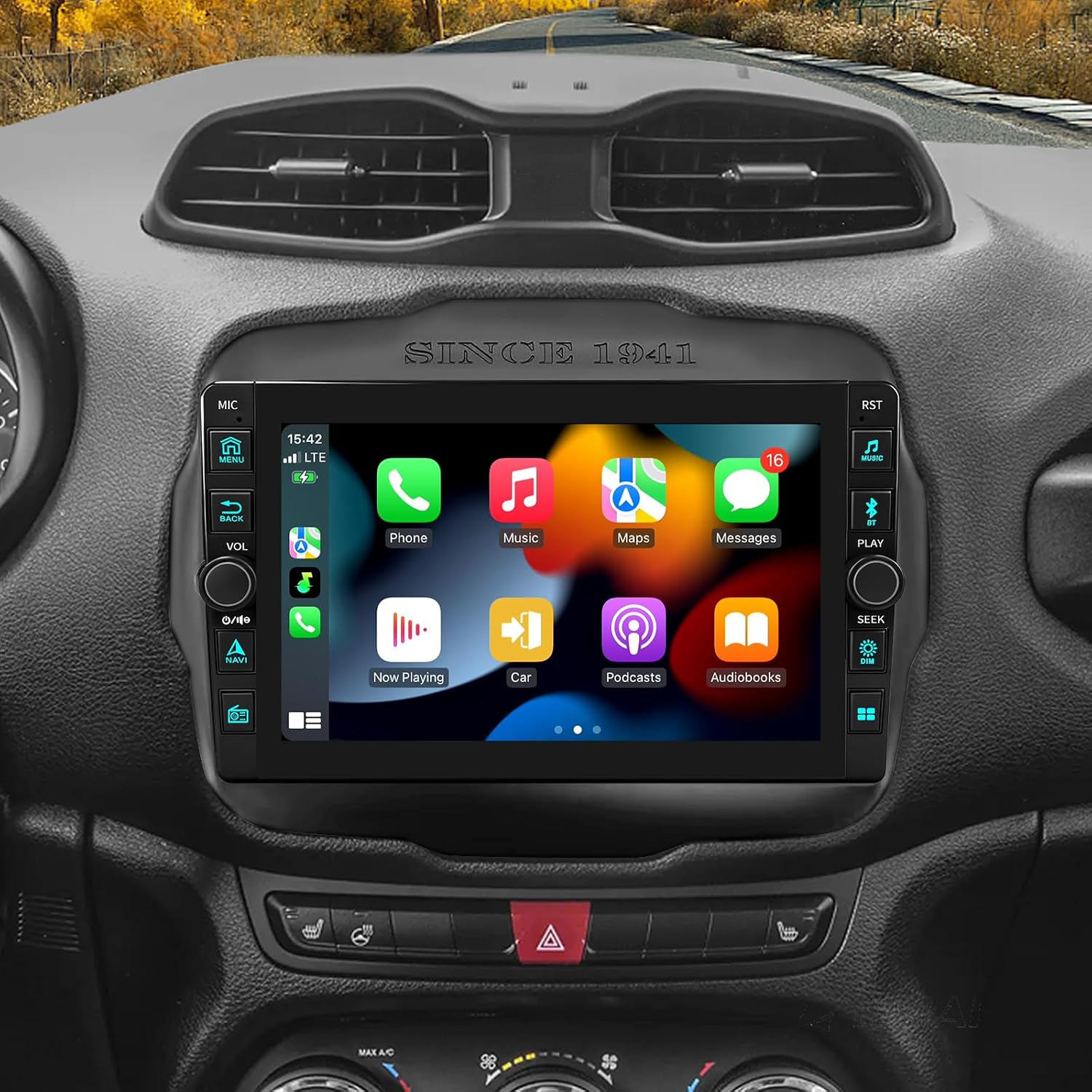 Car Stereo Radio for Jeep Renegade 2015-2020 Android 13 Radio 9 inch Touch Screen 4-Core Head Unit Wireless CarPlay & Android Auto Support GPS Navigation Bluetooth WiFi DSP SWC FM AHD Backup Camera