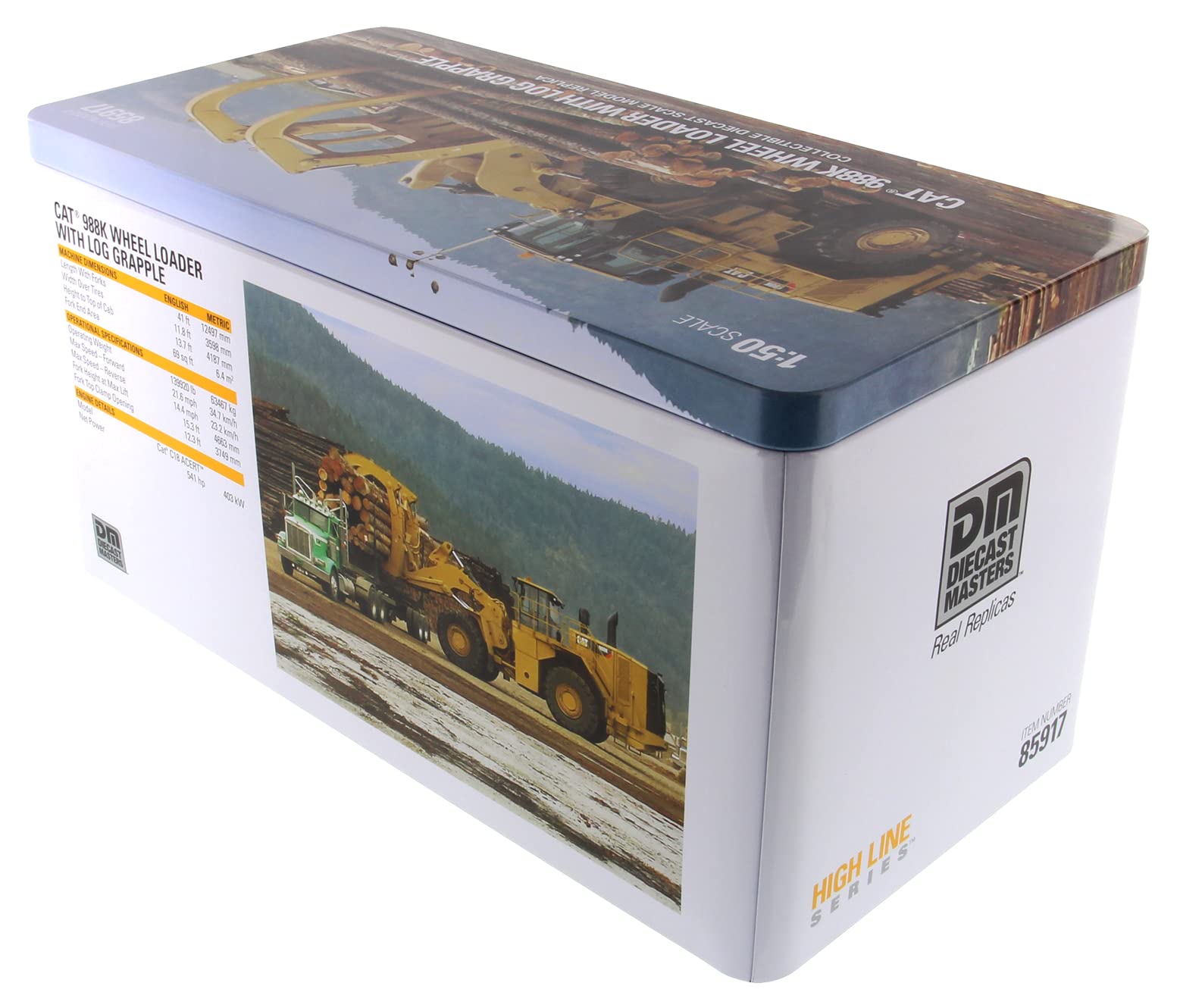 Diecast Masters 85917 - Ładowarka kołowa Cat 988K Forest, skala 1:50, od 14 lat, w puszce, odpowiednia dla kolekcjonerów