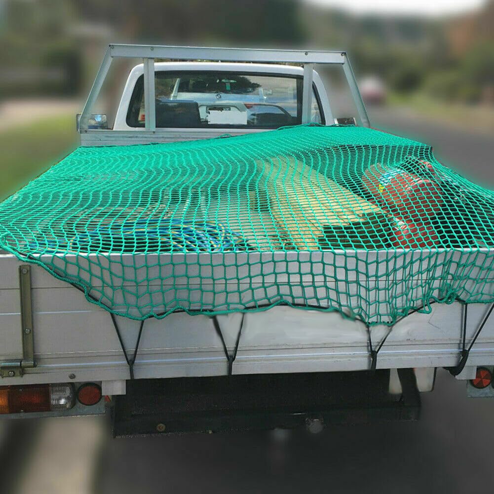 Anhängernetz 2,5 x 3,5 mit Eckmarkierungen Anhänger Netz mit Spanngummi zur optimalen Ladungssicherung Netz für Anhänger mit Gummiseil