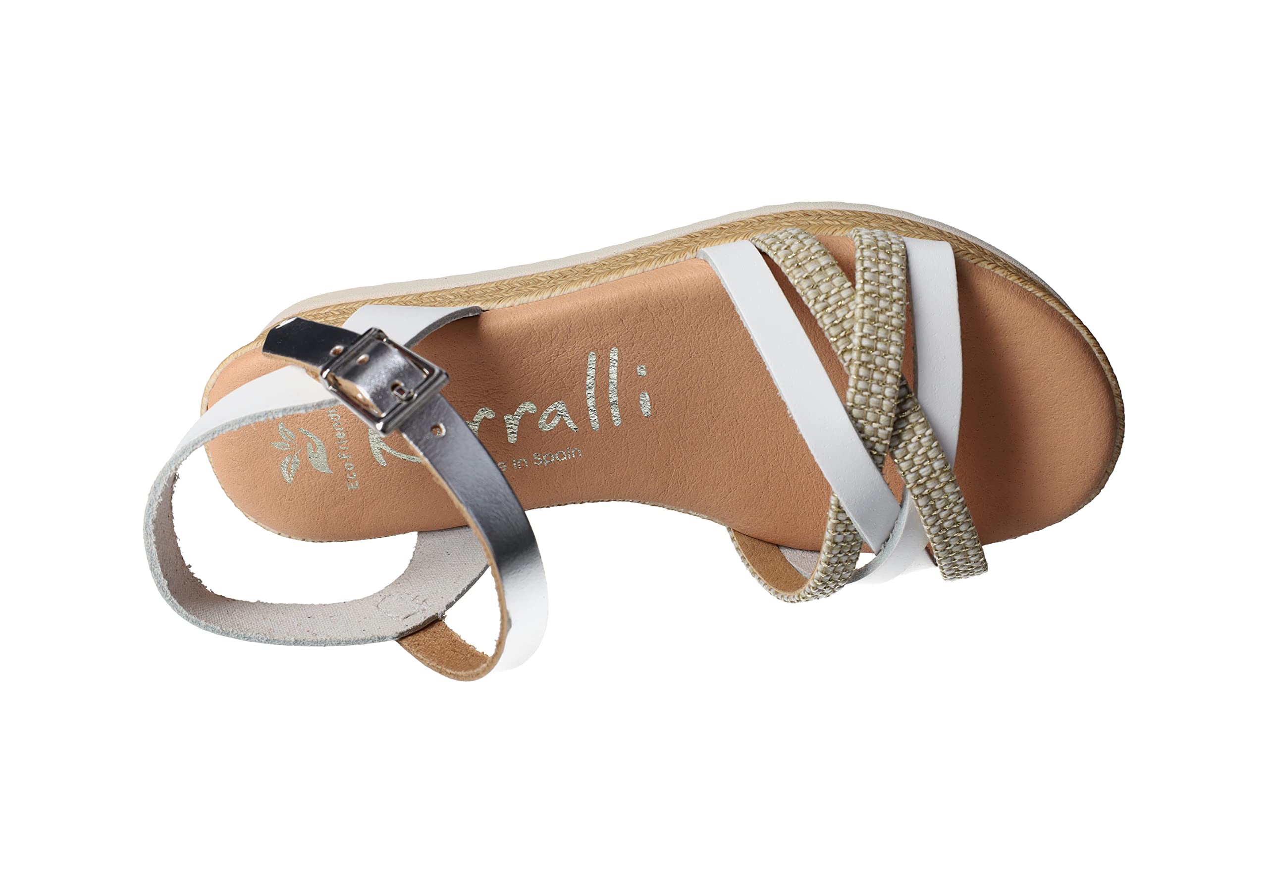 5311 Sandalias de Piel Blancas Hechas en España con Plantilla de Gel y Cierre con Hebilla NIÑA Sandalias