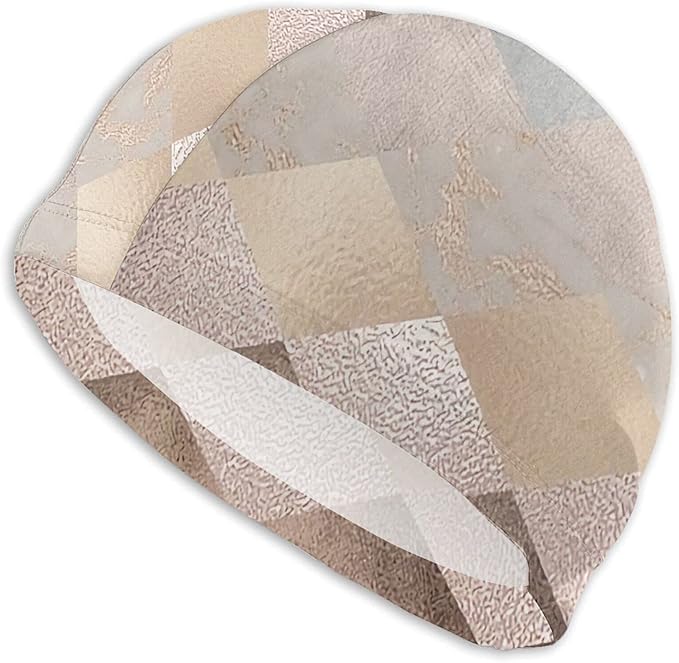 IUBBKI Swim Caps for Long Hair Copper and Blush Rose Gold Marble Argyle