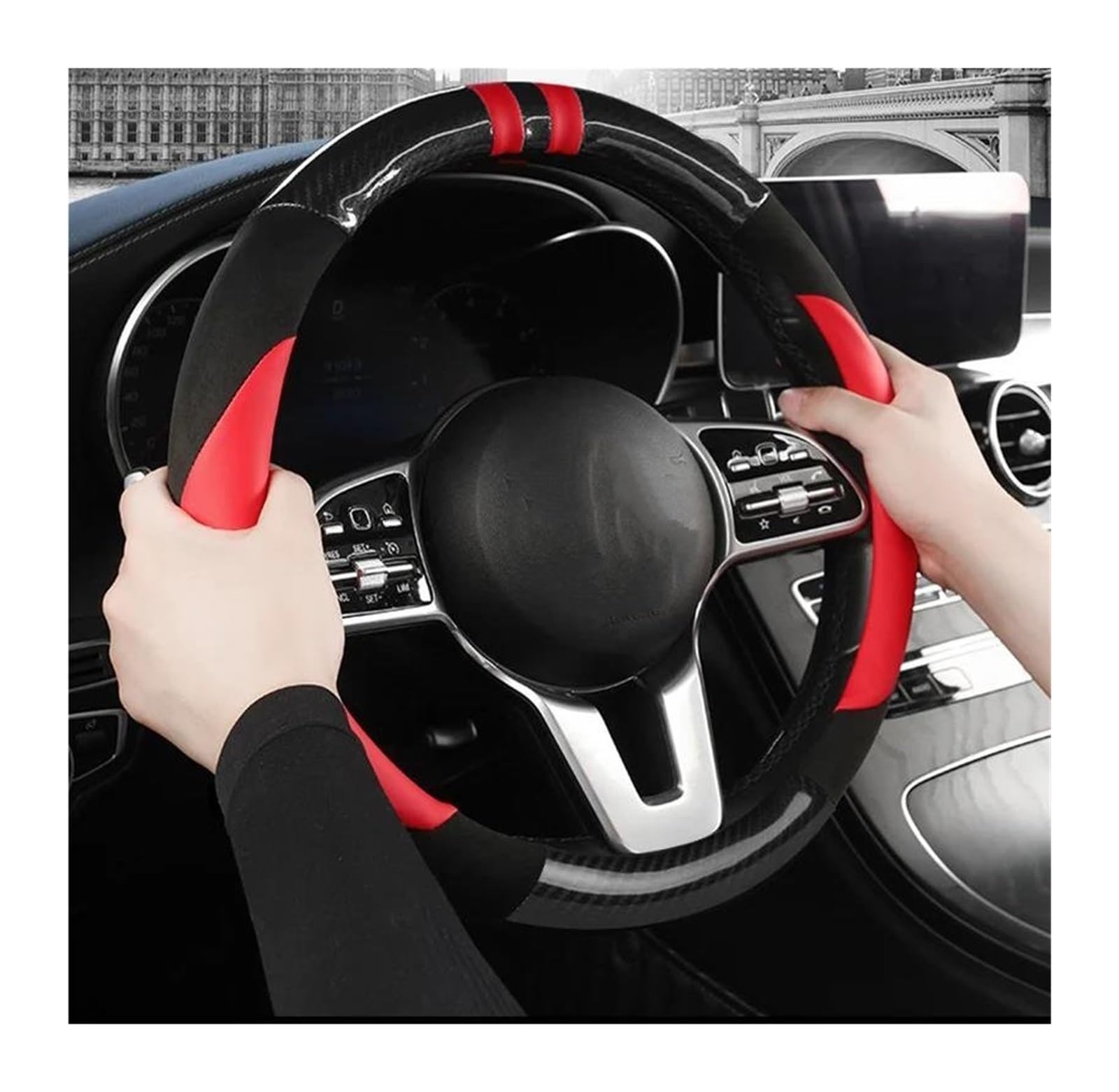 Lenkradabdeckung Auto-Lenkradabdeckung für Hyundai i40 i30 i20 i10 ix35 ix25 für Tucson für Accent für Elantra für Santa Fe Lenkrad Bezug Auto(Black)