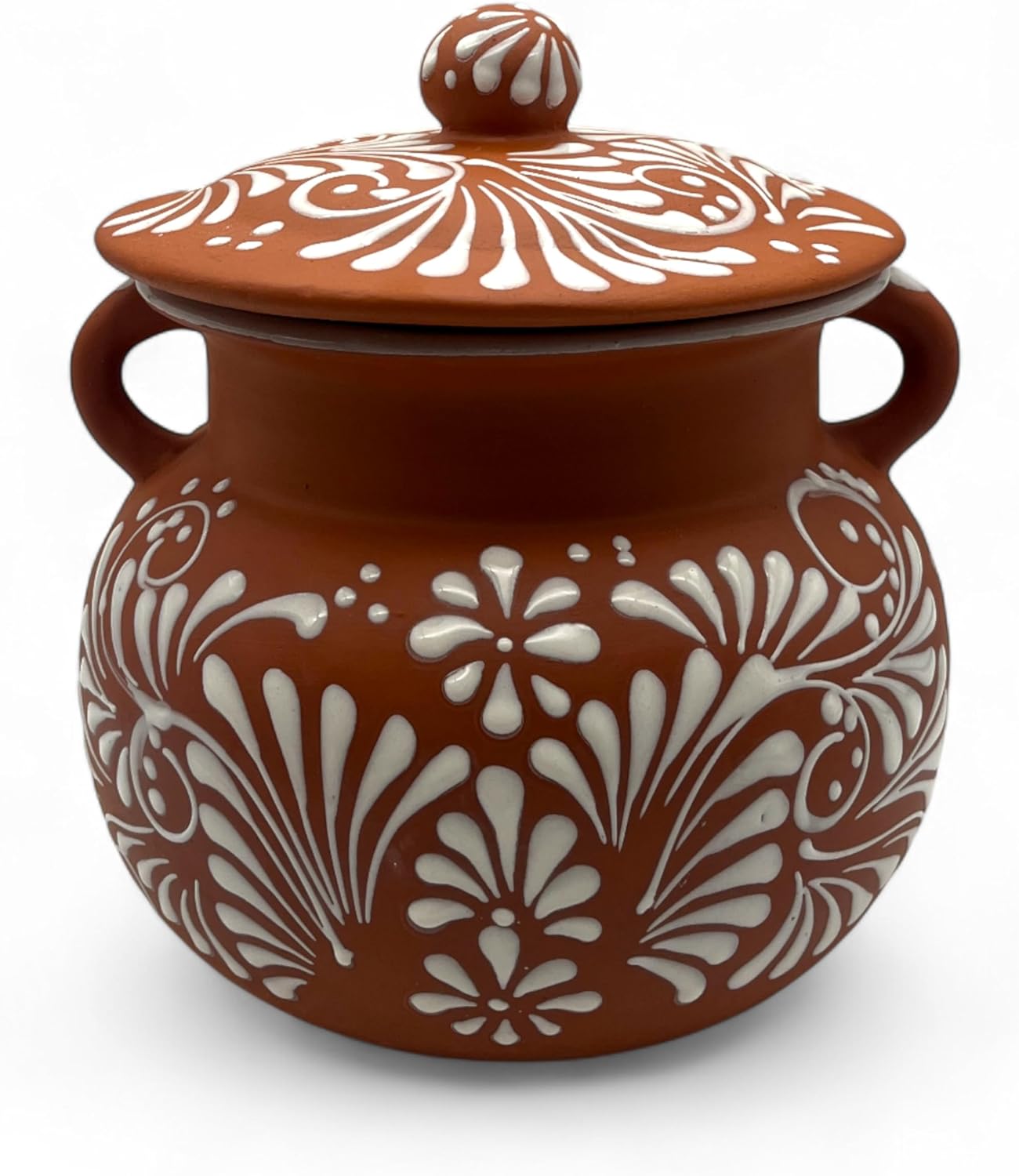 Handcrafted Talavera Bean Pot with Lid - Authentic Mexican Clay Cooking Pot, 1 Gallon, Oven Safe