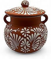 Handcrafted Talavera Bean Pot with Lid - Authentic Mexican Clay Cooking Pot, 1 Gallon, Oven Safe