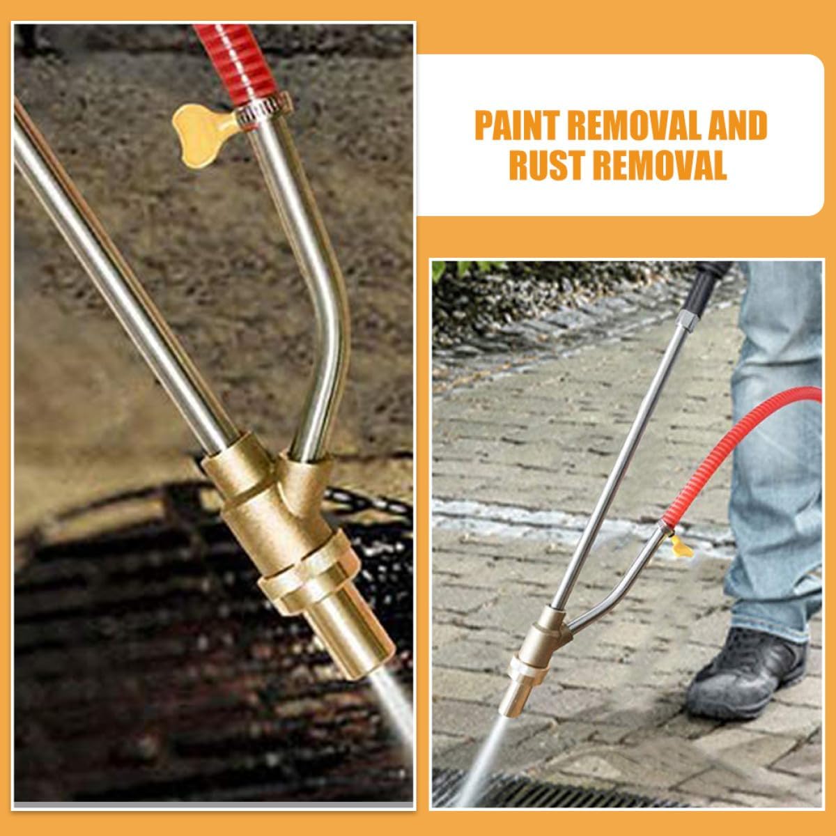 FRCOLOR 14pcs Industrial Sandblasting Gun Head Accessory Set with 1/4" Quick Connect, High Pressure Derusting and Paint Removal Nozzle Tips, 3 Meter Hose and Seals for Professional