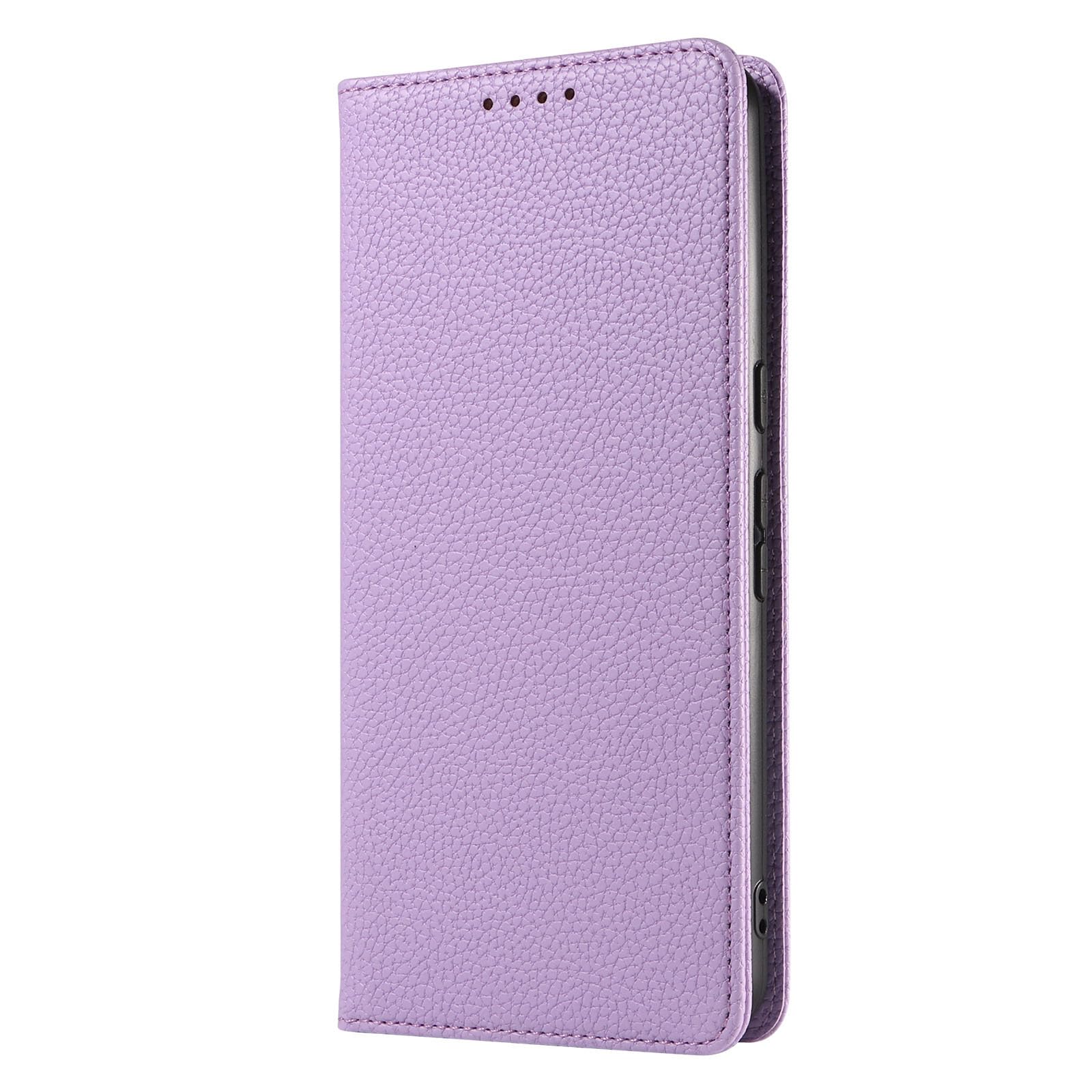 Étui en cuir Pixel 9 / 9 Pro XL violet au design litchi élégant et fin