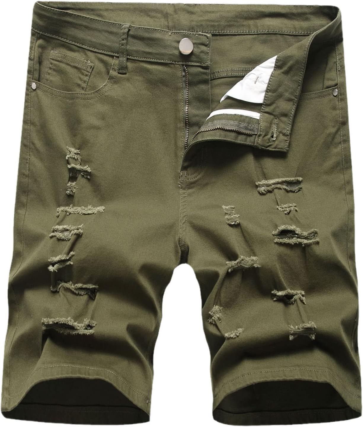 Summer Men's Ripped Denim Shorts Classic Casual Slim Fit Yellow Short Jeans Streetwear