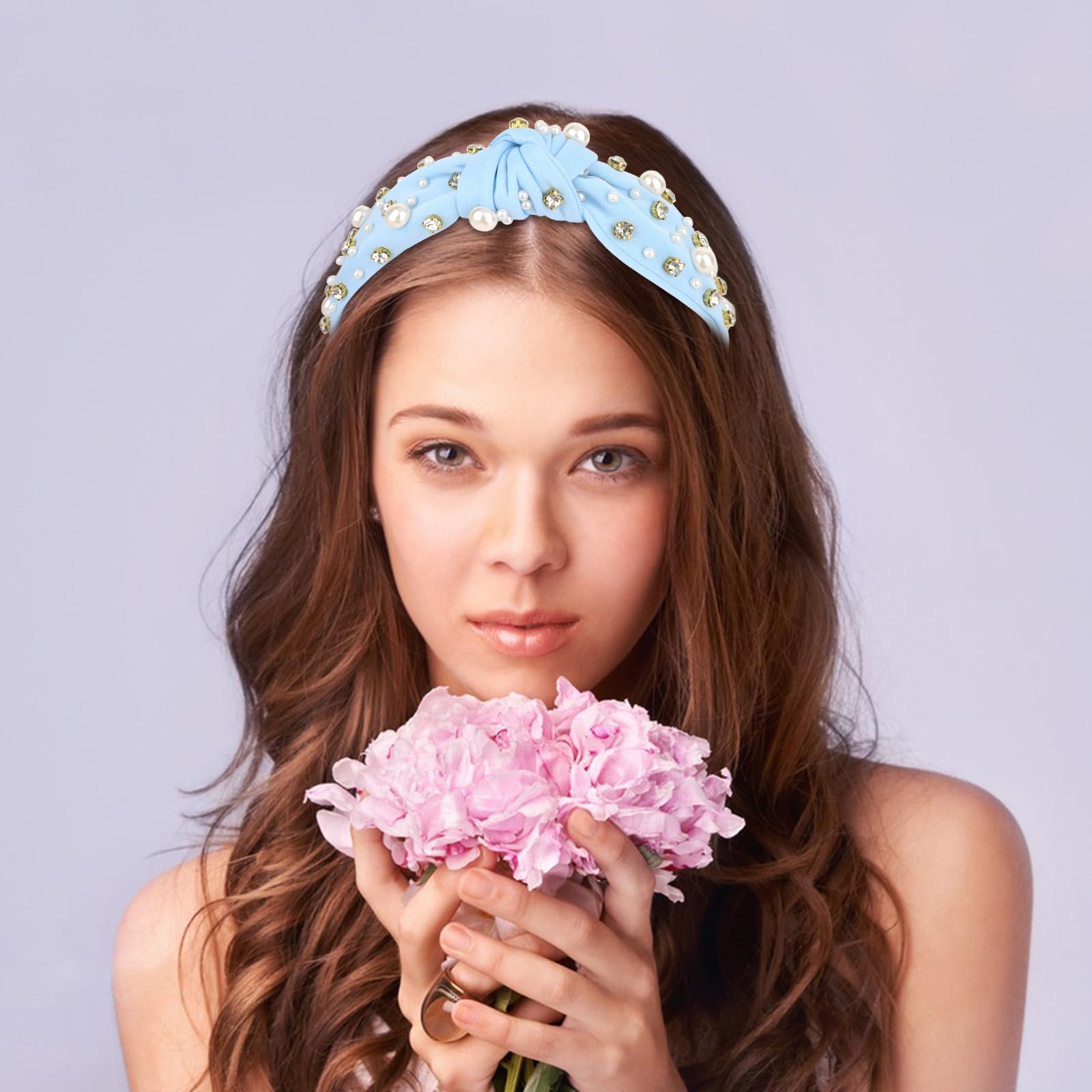 Amazon.com : Uintoon Blue Headband for Women Pearl Knotted 