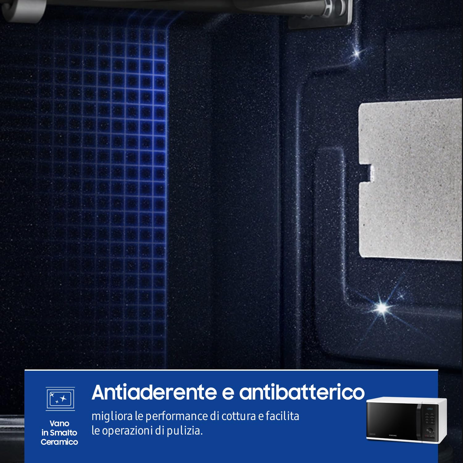 Samsung, Libera istallazione, Forno a Microonde Grill Advanced, MG2AK3515AW/ET, Cottura Croccante, Microonde + Grill 800 W + 1100 W, 23 L, 49l x 27,5h x 39p cm, Bianco