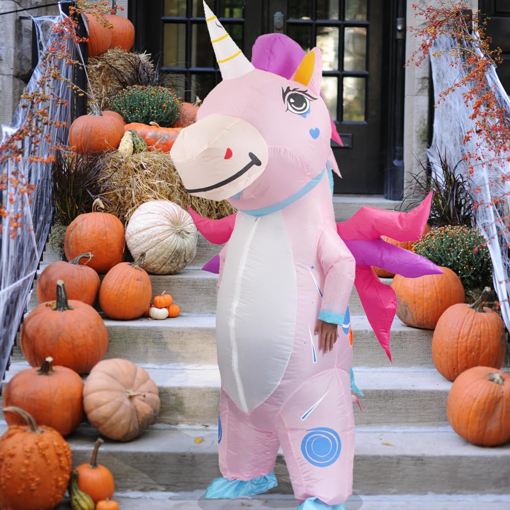 JASHKE Nadmuchiwany kostium jednorożca, nadmuchiwany kostium jednorożca, dla dorosłych, nadmuchiwany kostium jednorożca, na Halloween, Boże Narodzenie