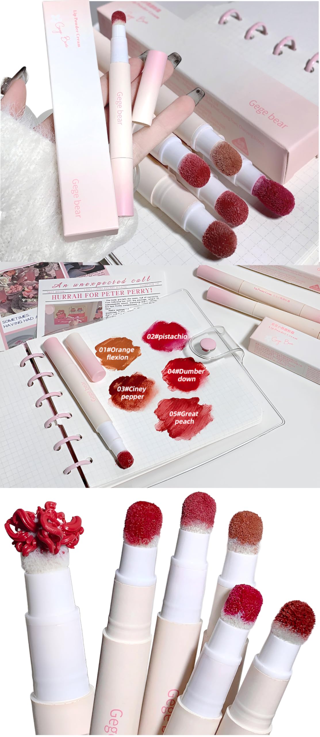 Gege Bear Velvet Mist Lip Powder Cream | Cloud-Like Lip Mousse | Soft Matte Lipstick for Women | Smudge-Proof & Long-Lasting Lip Color | Non-Sticky & Featherlight Feel | Easy to Blend & Layer | Soft Focus & Airbrushed Lip Look | (04# Dumber Down, 4g)-picture-10