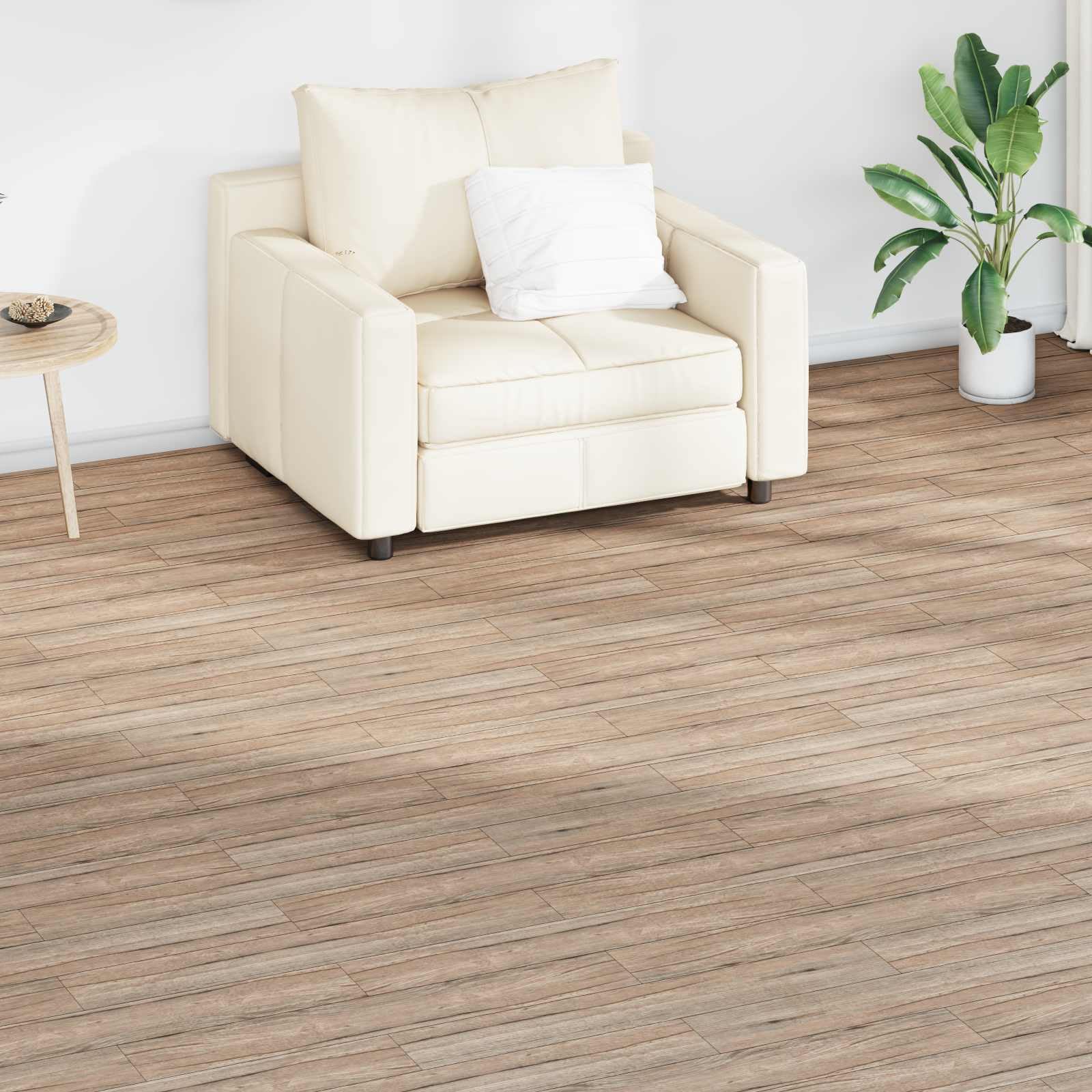 Deski podłogowe, dębowy brąz, 36 sztuk, PCW, samoprzylepne, 5,02 m², 91,5 x 15 cm, wykładzina podłogowa do salonu, kuchni, korytarza, nowoczesne wzornictwo, łatwe w pielęgnacji, antypoślizgowe