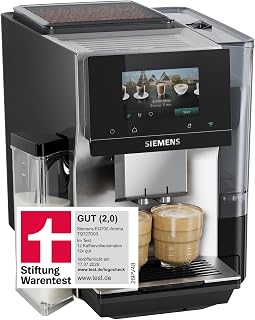 Siemens Kaffeevollautomat EQ700 iAroma, Full-Touch-Display, integrierter Milchbehälter, Tassenwärmer, Cold Brew und Slow Brew, Home Appliances App, Edelstahl schwarz, TQ727D03