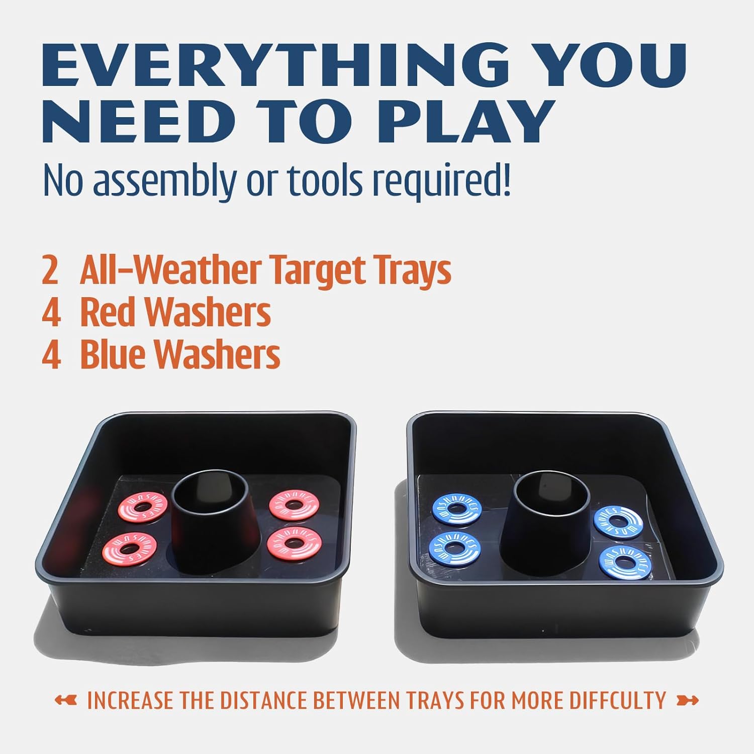 Driveway Games All Weather Washoos Washer Toss Game Set - Portable Outdoor Lawn Games for Adults and Kids, Summer, Camping, Tailgates & Beach – Includes 8 Pitching Rings & Toss Targets