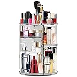 MISERWE Makeup Organizer 360 Rotating Cosmetic Organizer DIY Adjustable Makeup Carousel Spinning Holder Rack, Large Capacity Cosmetic Storage Box Makeup Brushes Organizer for Vanity Countertop (Grey)