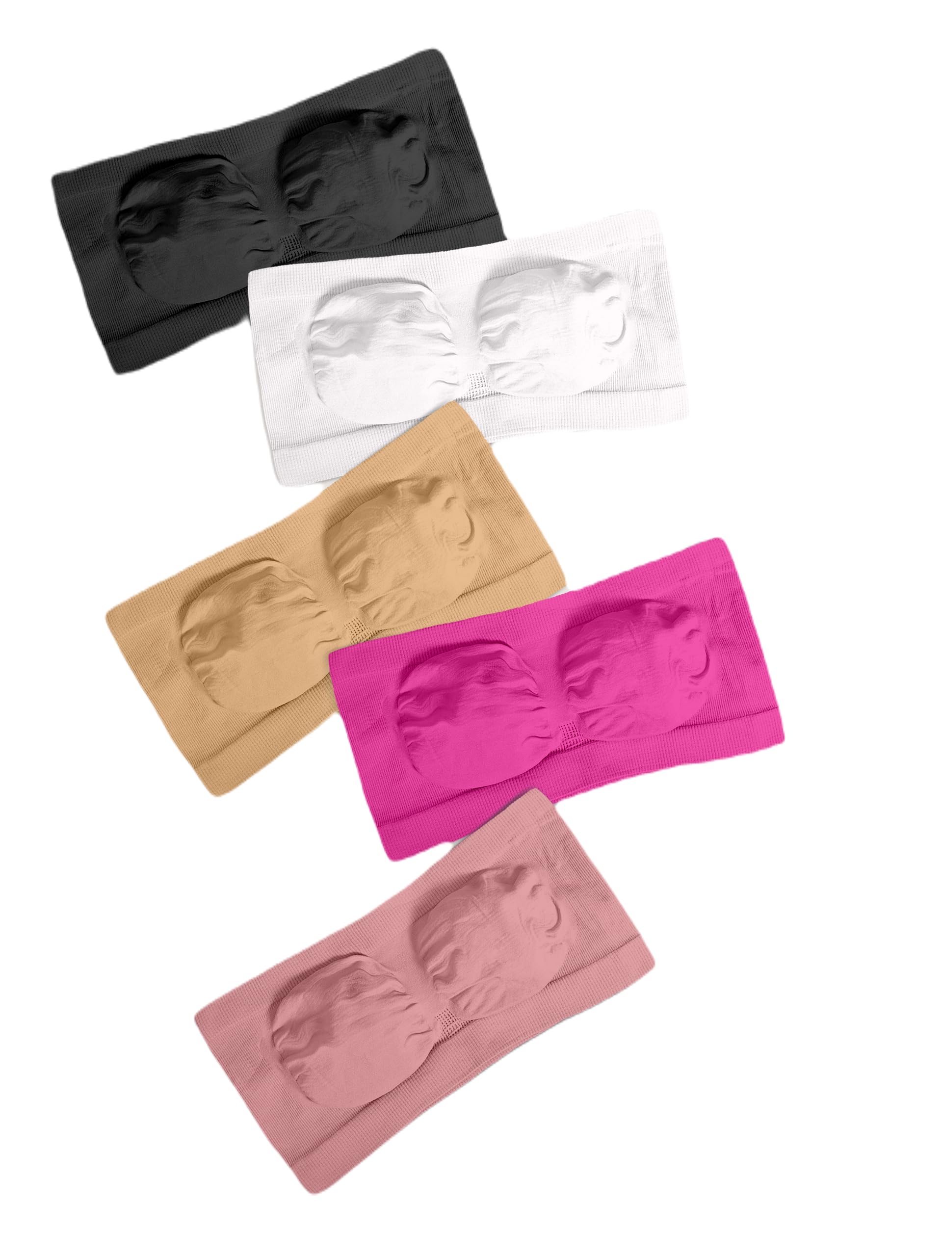 Tees4UWomen's Polyester Wirefree Full Coverage Regular Wear Non-Padded Bra Pack of 5 (L-E-10274_Multi) Multicolour