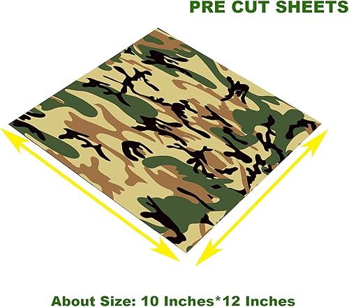 Miniatura 4 de U&H Paquete de 6 hojas de vinilo autoadhesivas de camuflaje con reverso permanente, varios vinilos que funcionan con cortadores de manualidades de