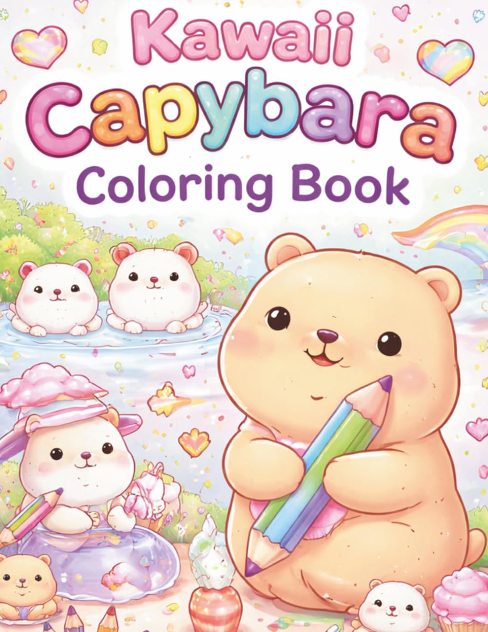 Kawaii Capybara Coloring Book: 40+ Super Cute and Easy Kawaii Capybara Pages to Color (Cozy Capybara Coloring Series)