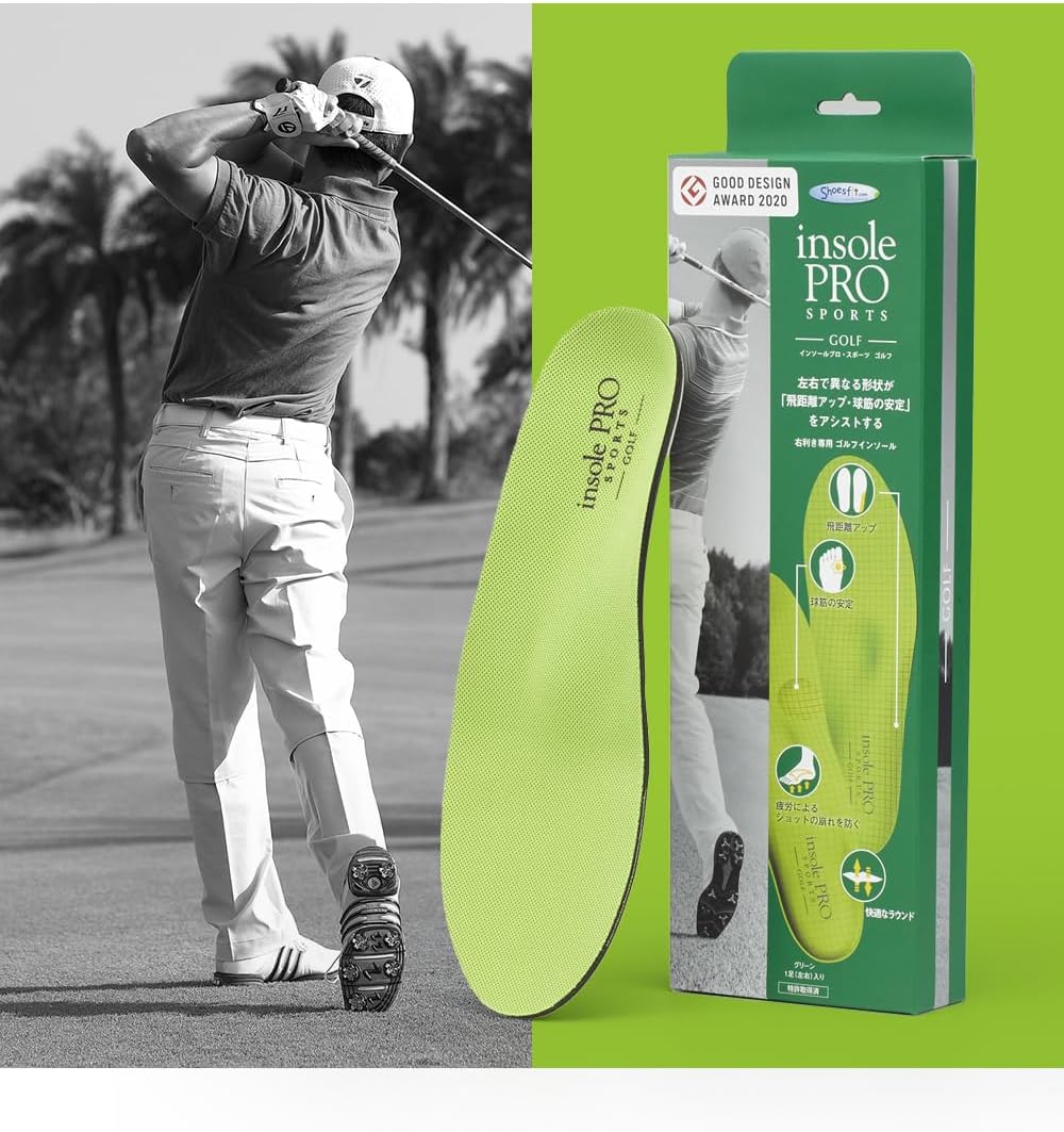 Japan Original Golf Insoles, Orthotic Arch Support for Plantar Fasciitis & Flat Feet, Shock Absorbing Cushioning, Swing Stability, Unisex, Size L - Image 2