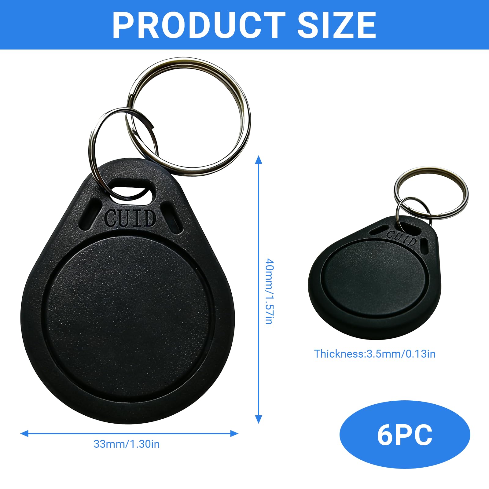 Llaveros RFID 13.56MHz CUID Programables UID Modificable Control Acceso Negro