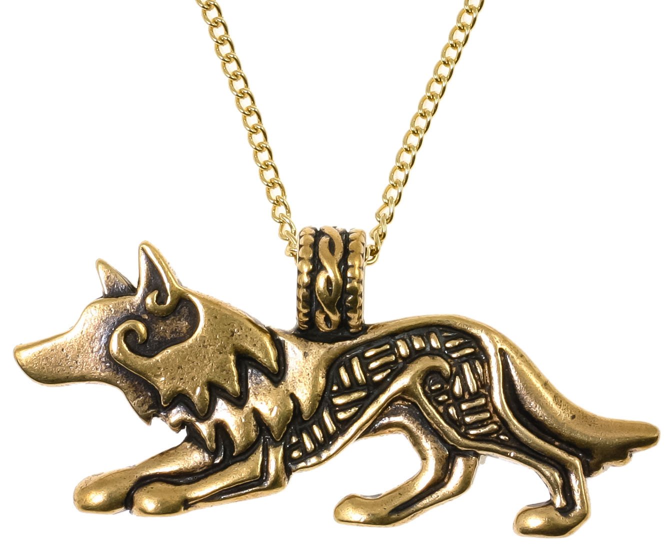 Bronze Celtic Wolf Pendant