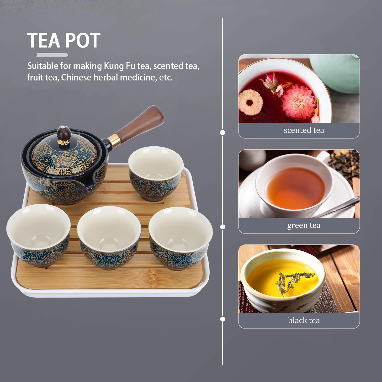 Uonlytech Tetera de Porcelana Resistente al Calor Filtro Integrado y Vertido Conveniente para Infusión de Té Hogar y Restaurante