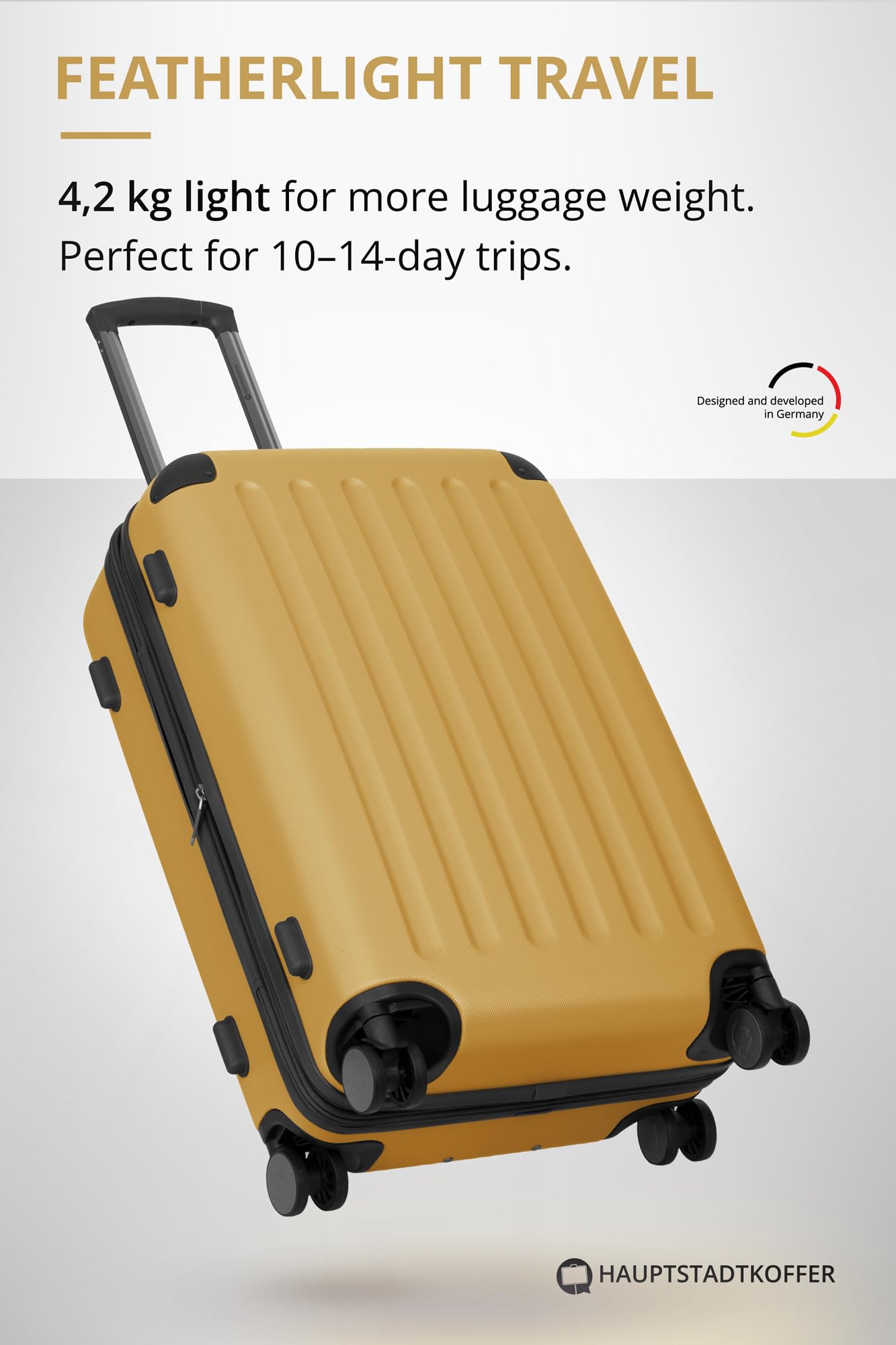 HAUPTSTADTKOFFER - Spree - Maleta rígida, Trolley expandible, Equipaje de Viaje, 4 Ruedas Dobles, TSA, 65 cm, 74 litros, Champán — view 335