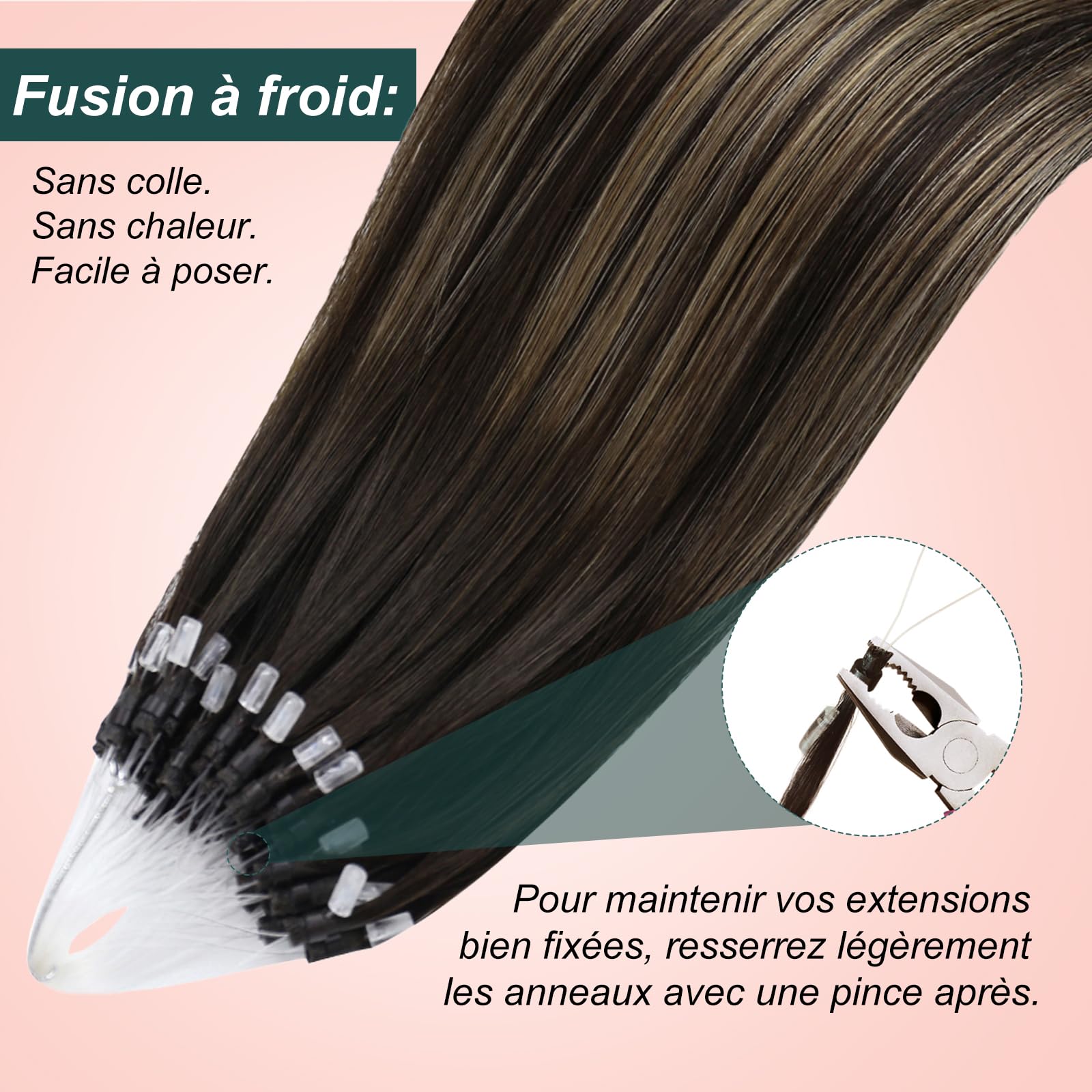 Kit Easyouth Extension Cheveux Naturel Adhesif Invisible et Extension Cheveux Micro R 2pack de Brun #2/8/2 Longueurs 16 pouces total 90g Extensions à Bandes en Cheveux Humains - Résultat Naturel