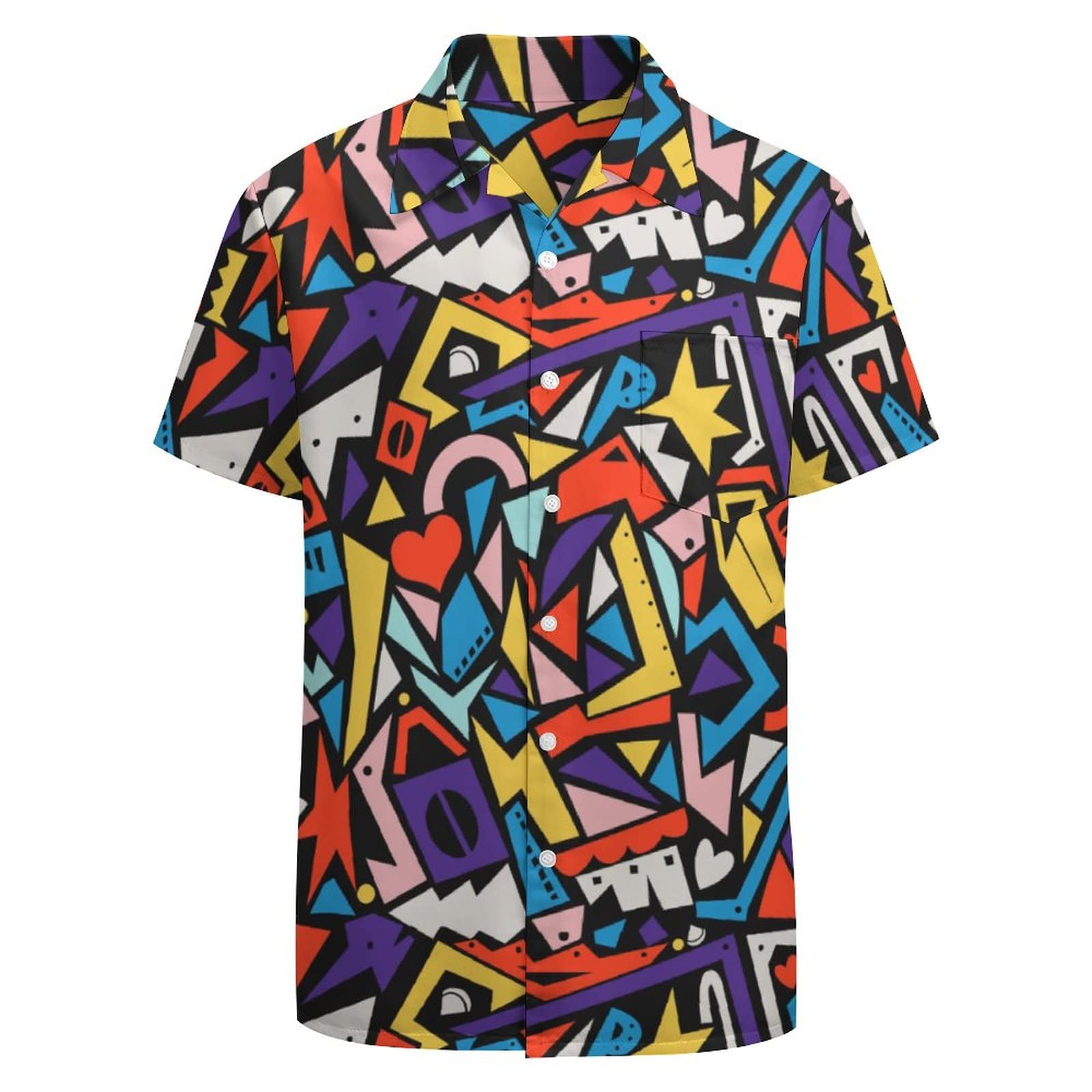 Larsd Men's 80S 90S Vintage Retro Hawaiian Beach Neon Disco Funny Party Shirt, Xxxxxl