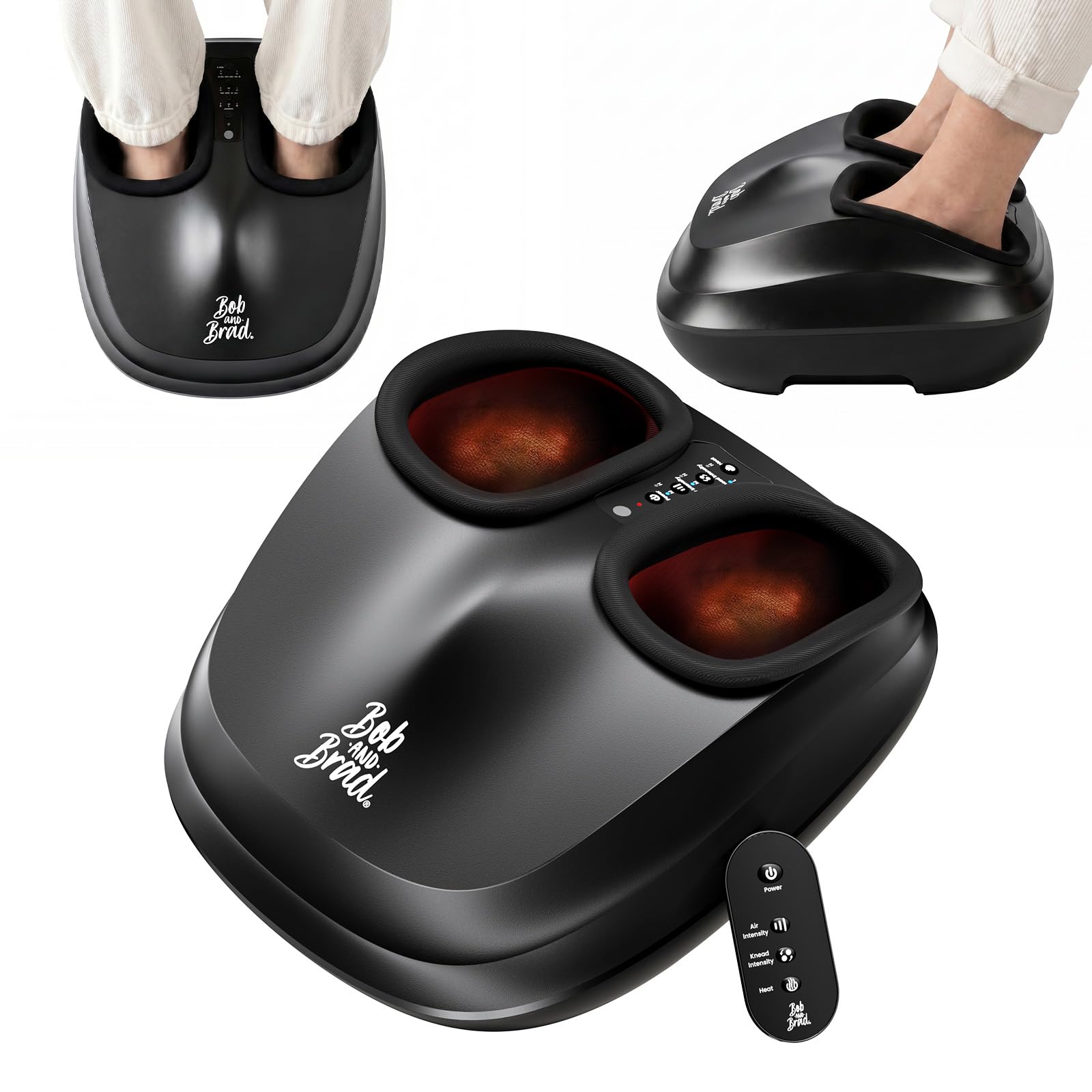 Bob and Brad Masajeador de pies con Calor, Amasado, Compresión y Mando a Distancia, Masajeador de Pies Eléctrico para Fascitis Plantar, Regalos para Hombres y Mujeres