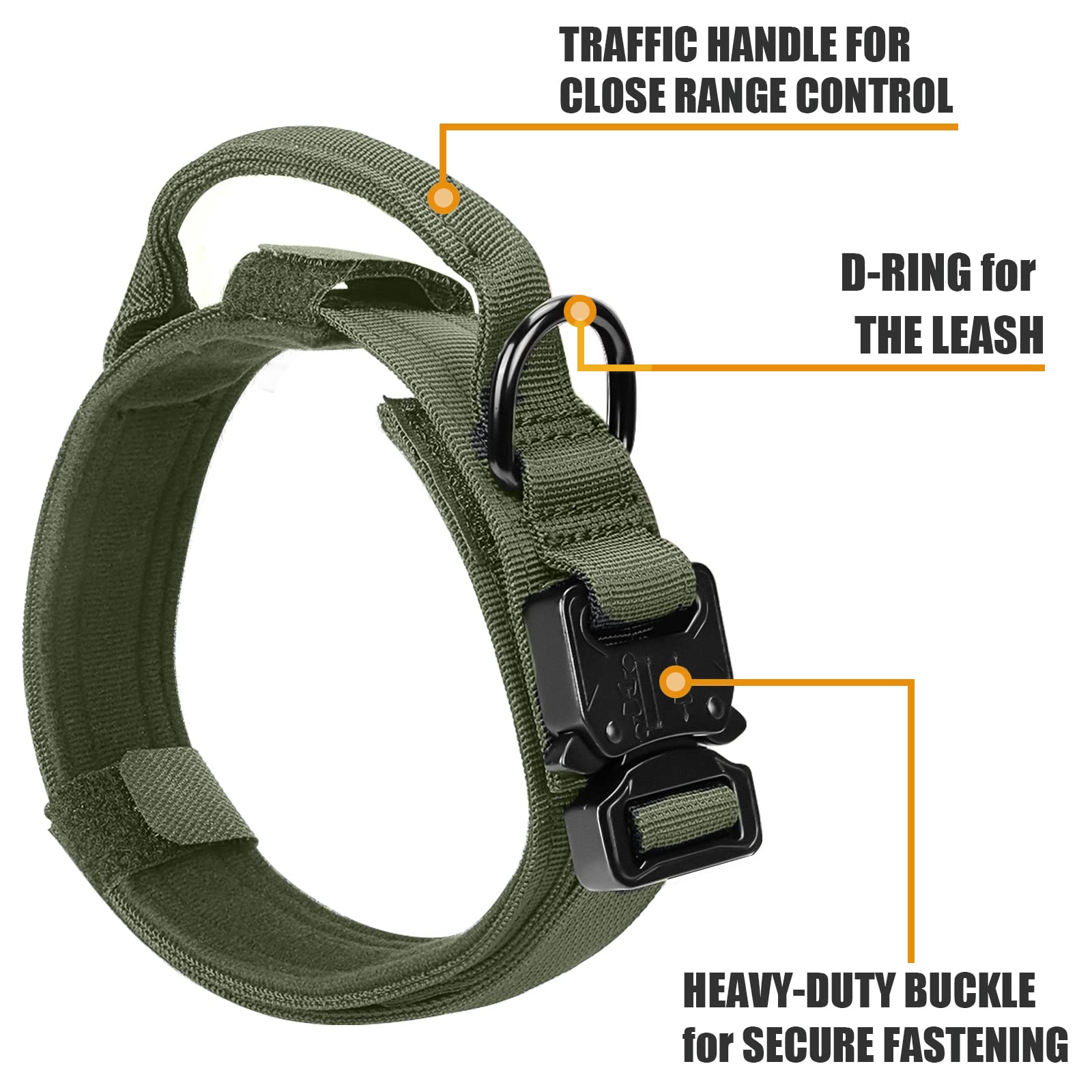 Collar táctico para perro y correa elástica, juego de collar y correa militar de camuflaje con bandera de Estados Unidos, collar K9 ajustable con hebilla y asa de metal resistente, con parches y funda
