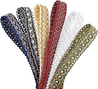PH PandaHall 12 Yards 6 Colors Gimp Braid Trim, 3/4 inch Upholstery Trim...