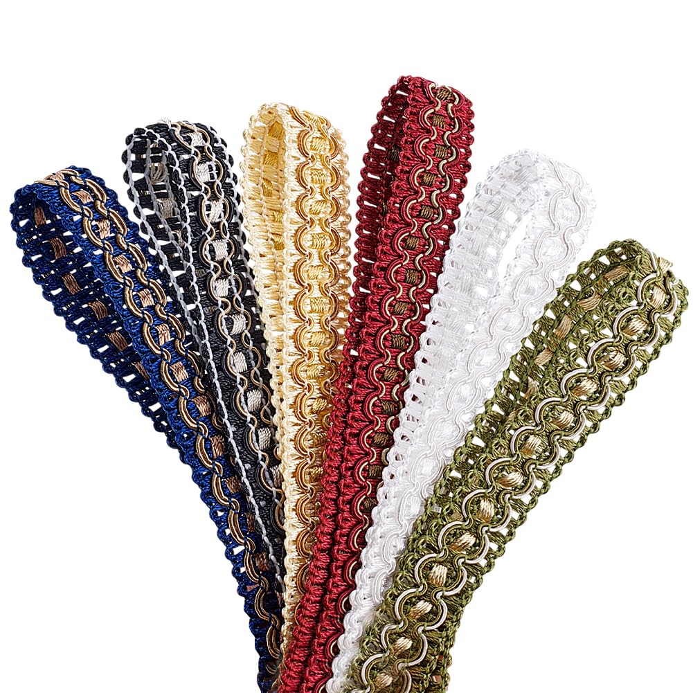PH PandaHall 12 Iarde 6 Colori Gimp Braid Trim, 19mm Rifinitura in Tessuto per Tappezzeria per Costumi Fai Da Te Artigianato Cucito Tende Paralume per Lampada Da Casa