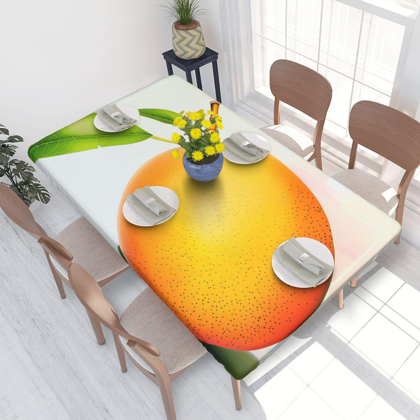 WPKJU Mango Printed Tablecloths 4ft Rectangular Table Covers Washable Polyester Decorative Table Cloth for Dining Table Picnic Wedding