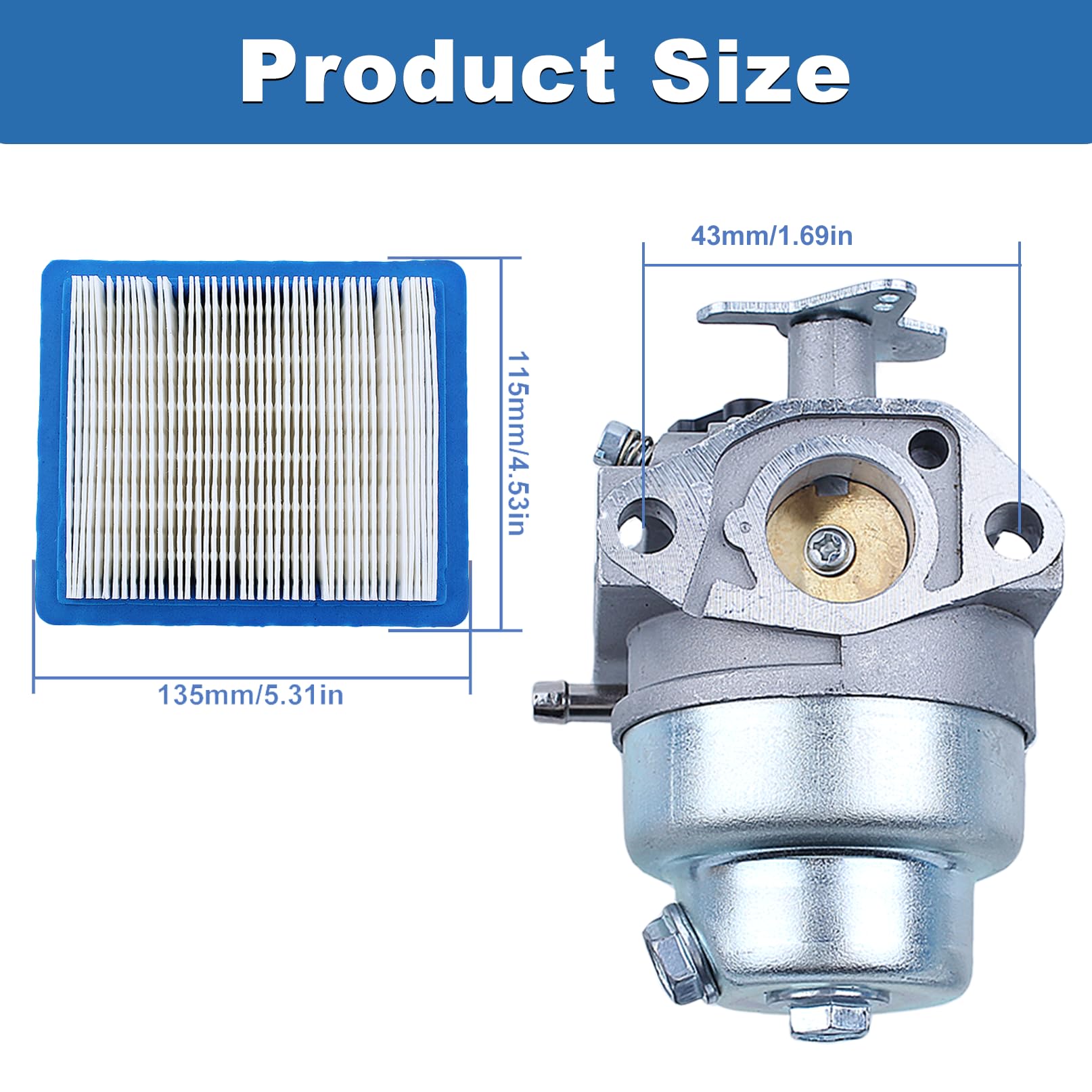 Juego de carburador con filtro de aire para Honda GC135 GC160 GCV135 GCV160 cortacésped con tapa de filtro filtro de combustible bujía 17211ZL8023 17231Z0L050 16100-Z1L-003
