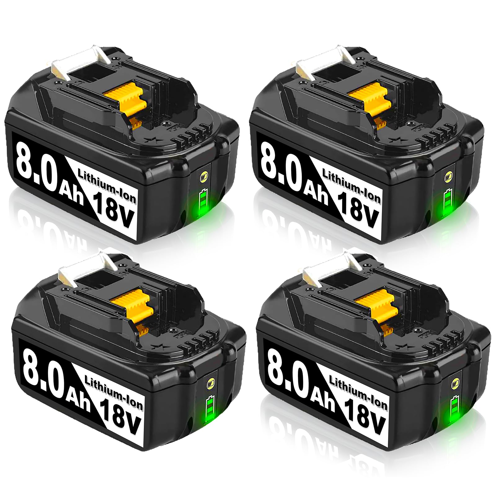 1 Stück 8.0Ah 18V Li-Ion Ersatz für Makita 18V Akku Kompatibel mit Makita Akku 18V BL1860 BL1850 BL1845 BL1840 BL1830 mit LED-Ladezustandsindikator für Kabellose Werkzeuge