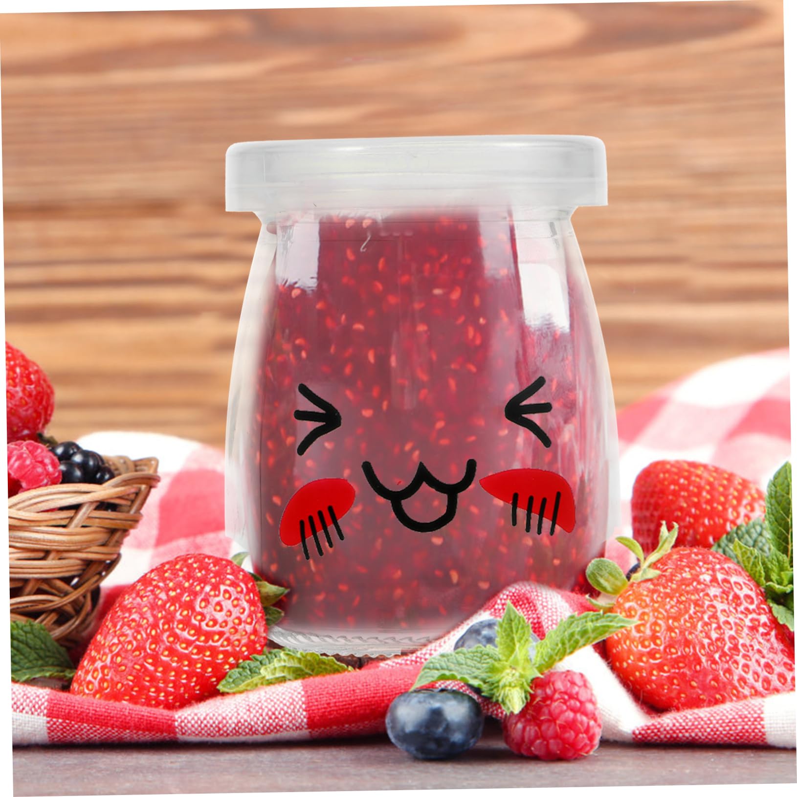 6 Stück Teiliges Pudding Flaschen mit Großem Transparente Yogurt Gläser Lebensmittelechte Aufbewahrung für Marmelade und Desserts Wiederverwendbar und Spülmaschinenfest