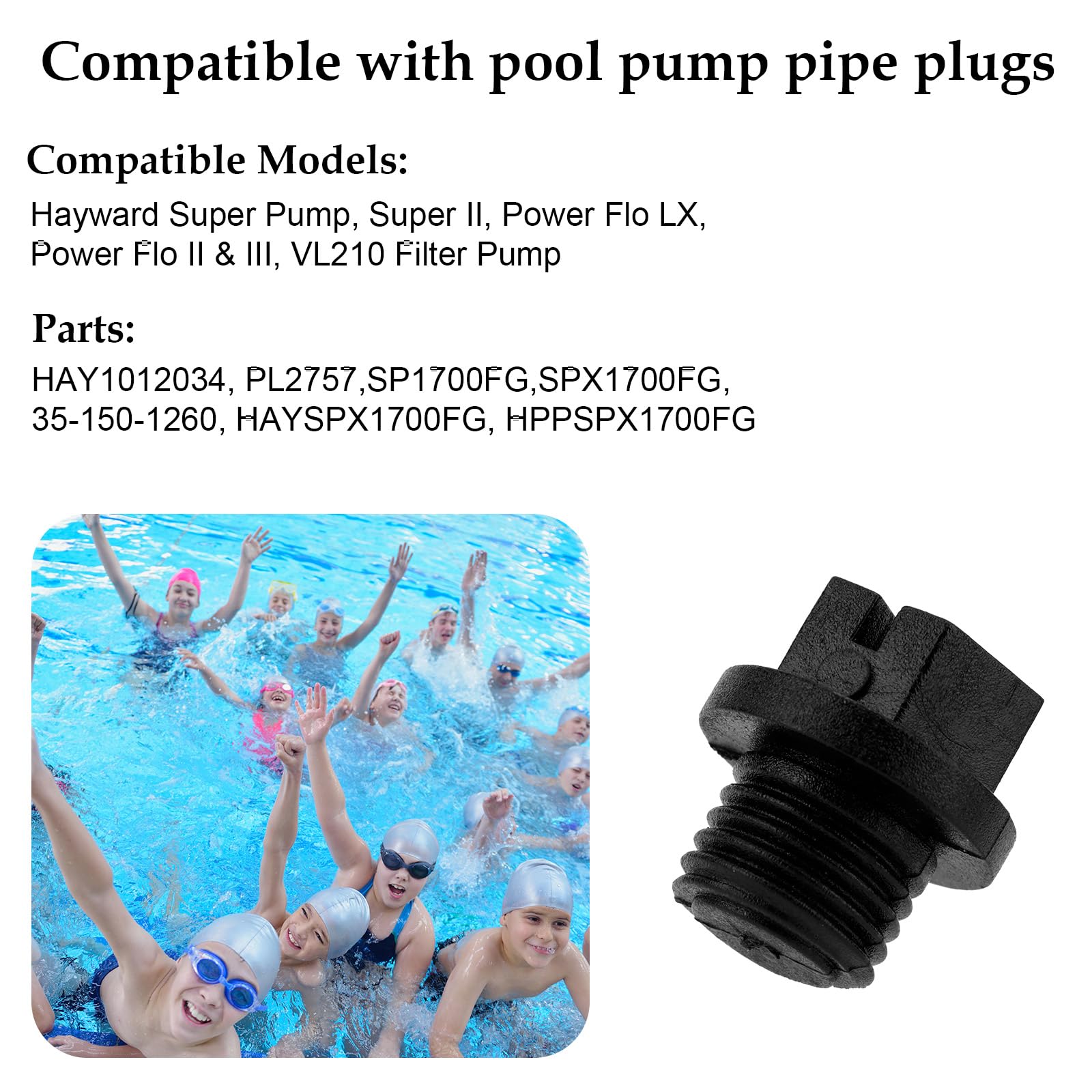 6szt SPX1700FG Korek Spustowy Basenu, Zastępczy Korek Pompy Basenowej Uszczelkami Kompatybilny z Hayward Super Pump/Power-Flo LX/Power Flo II/Max Flo