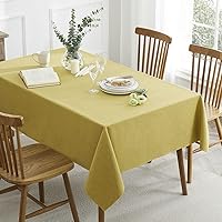 Vista 2 de QIANQUHUI Mantel rectangular, mantel de lino para casa de campo, tela resistente, a prueba de manchas, resistente al agua, mantel decorativo