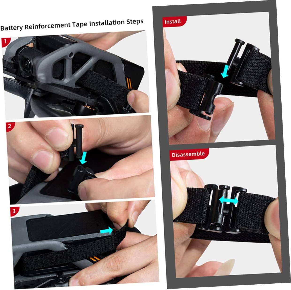 10pcs Sturdy Battery Fixing Straps Elastic Battery Box Straps Buckle for Drone